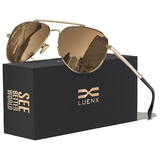 LUENX Aviator Sunglasses for Men and Women - Polarized Driving Classic Shades, UV 400 Protection (60MM) (Pre-order) - 14-brown/Non-mirror