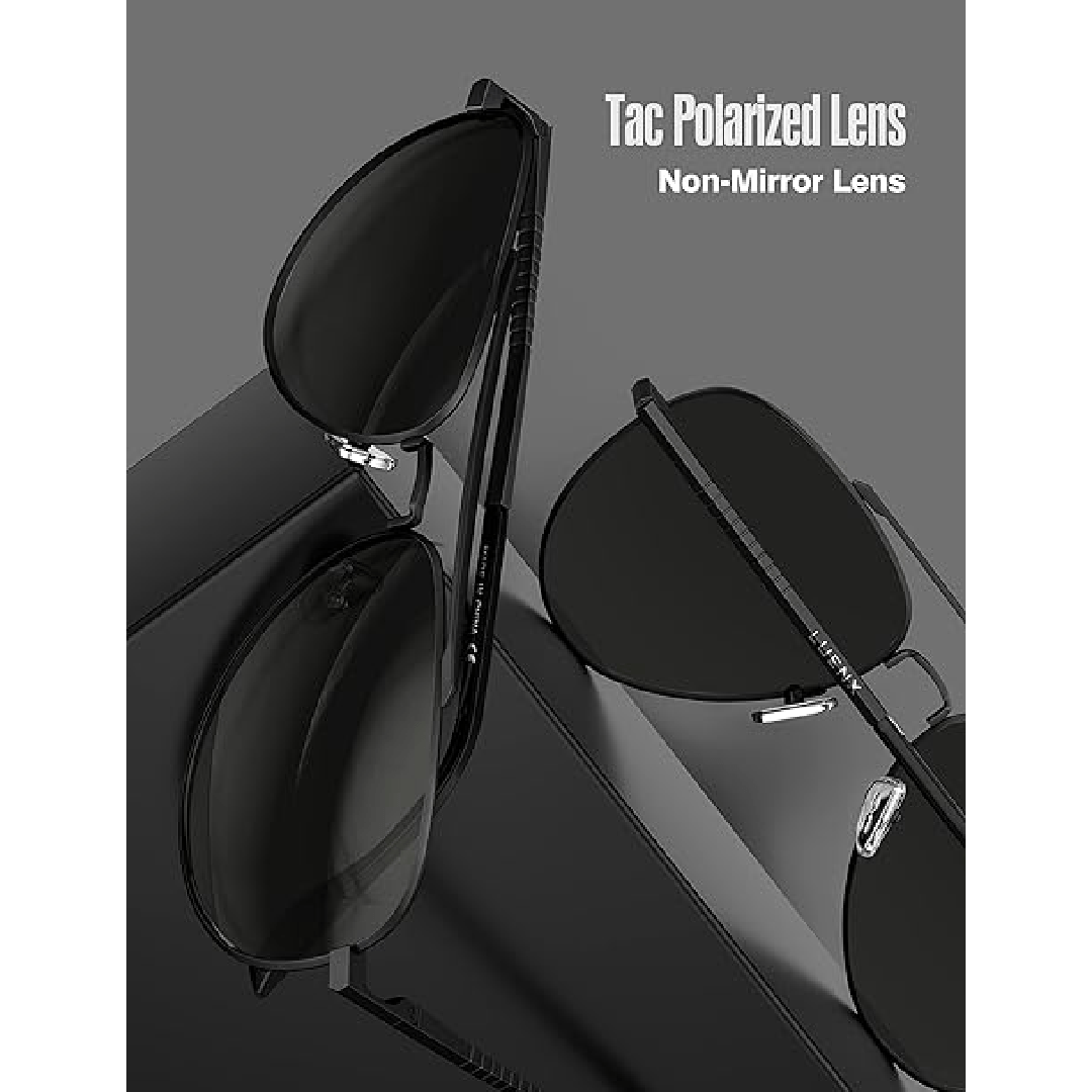 LUENX Aviator Sunglasses for Men and Women - Polarized Driving Classic Shades, UV 400 Protection (60MM) (Pre-order)