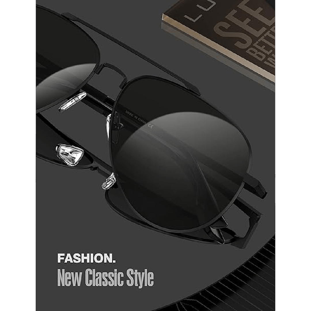 LUENX Aviator Sunglasses for Men and Women - Polarized Driving Classic Shades, UV 400 Protection (60MM) (Pre-order)