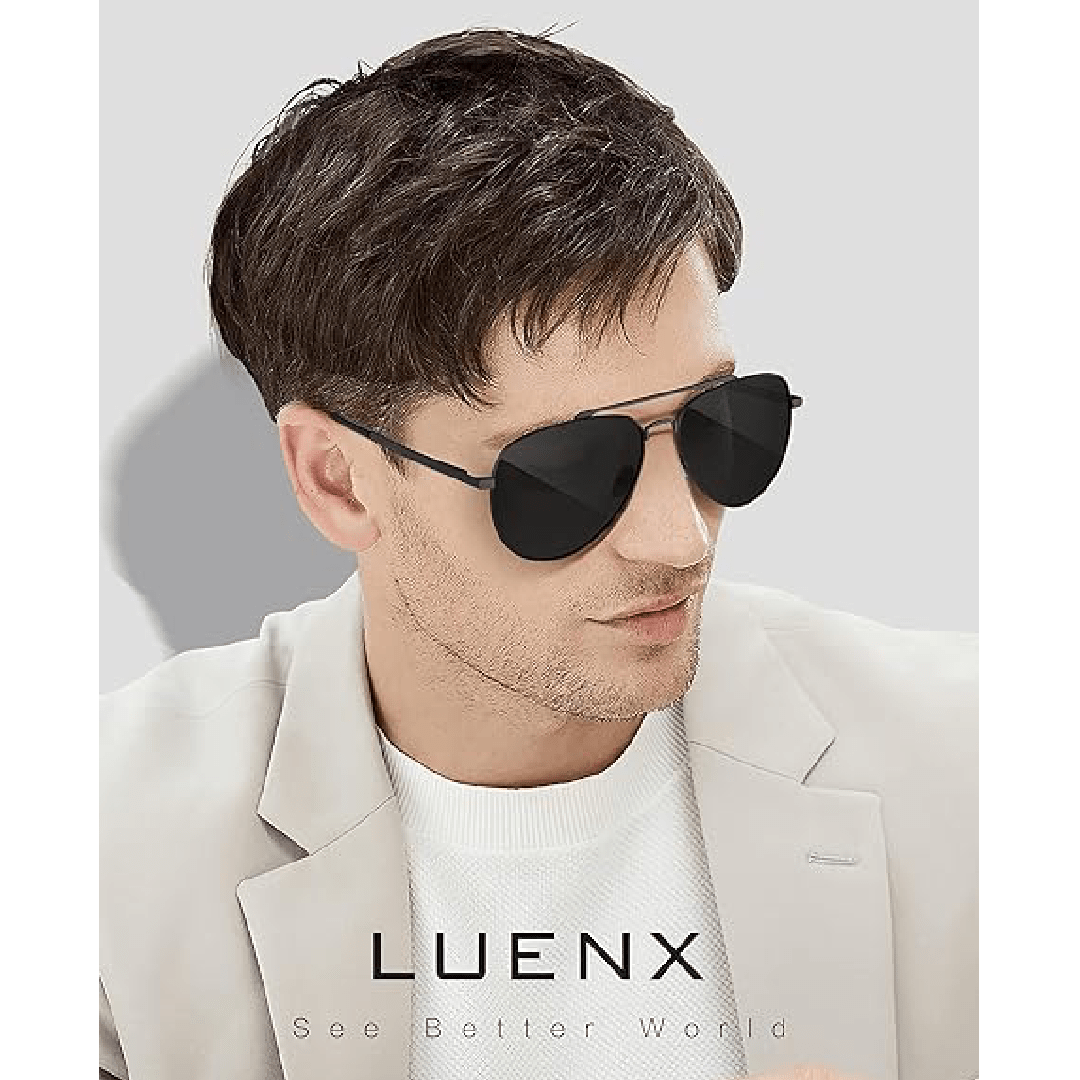 LUENX Aviator Sunglasses for Men and Women - Polarized Driving Classic Shades, UV 400 Protection (60MM) (Pre-order)