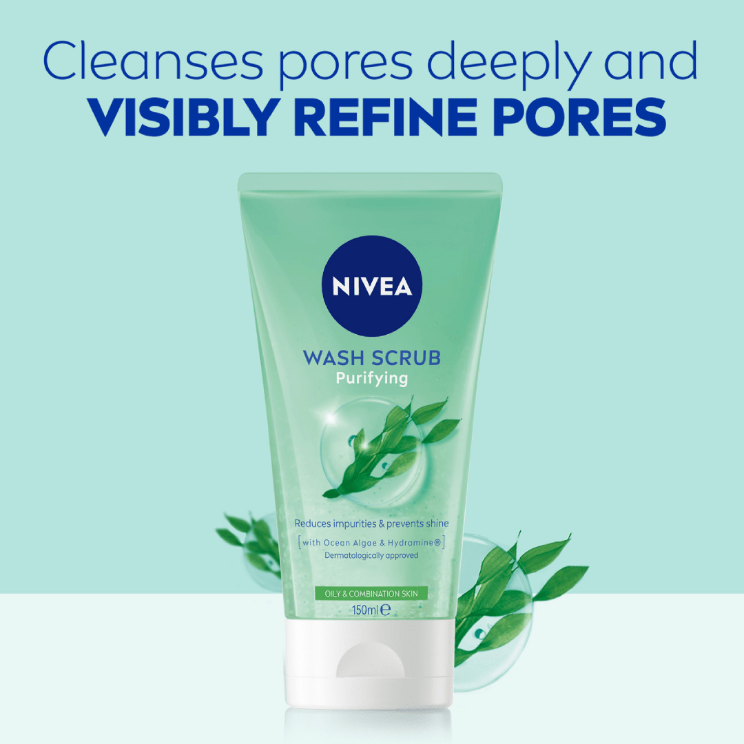 NIVEA Purifying Wash Scrub for Oily & Combination Skin – 150 ml