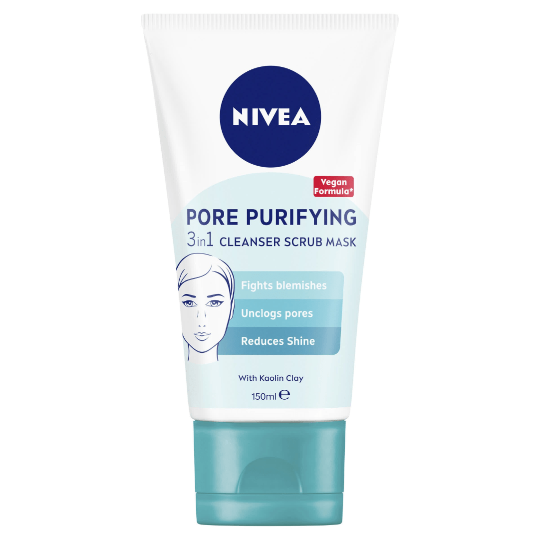 NIVEA Pore Purifying 3-in-1 Cleanser, Scrub &amp; Mask – 150ml