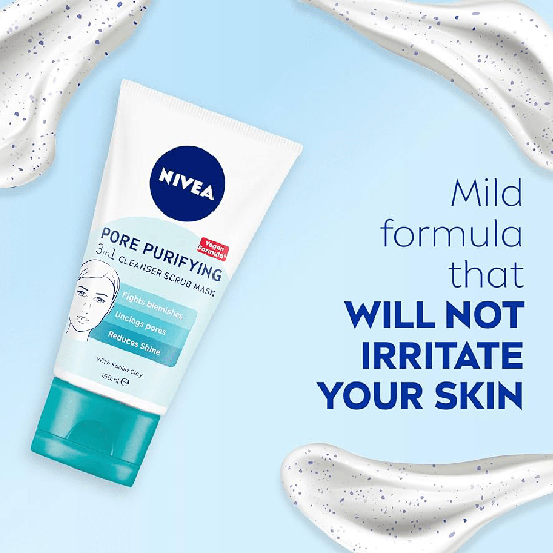 NIVEA Pore Purifying 3-in-1 Cleanser, Scrub &amp; Mask – 150ml