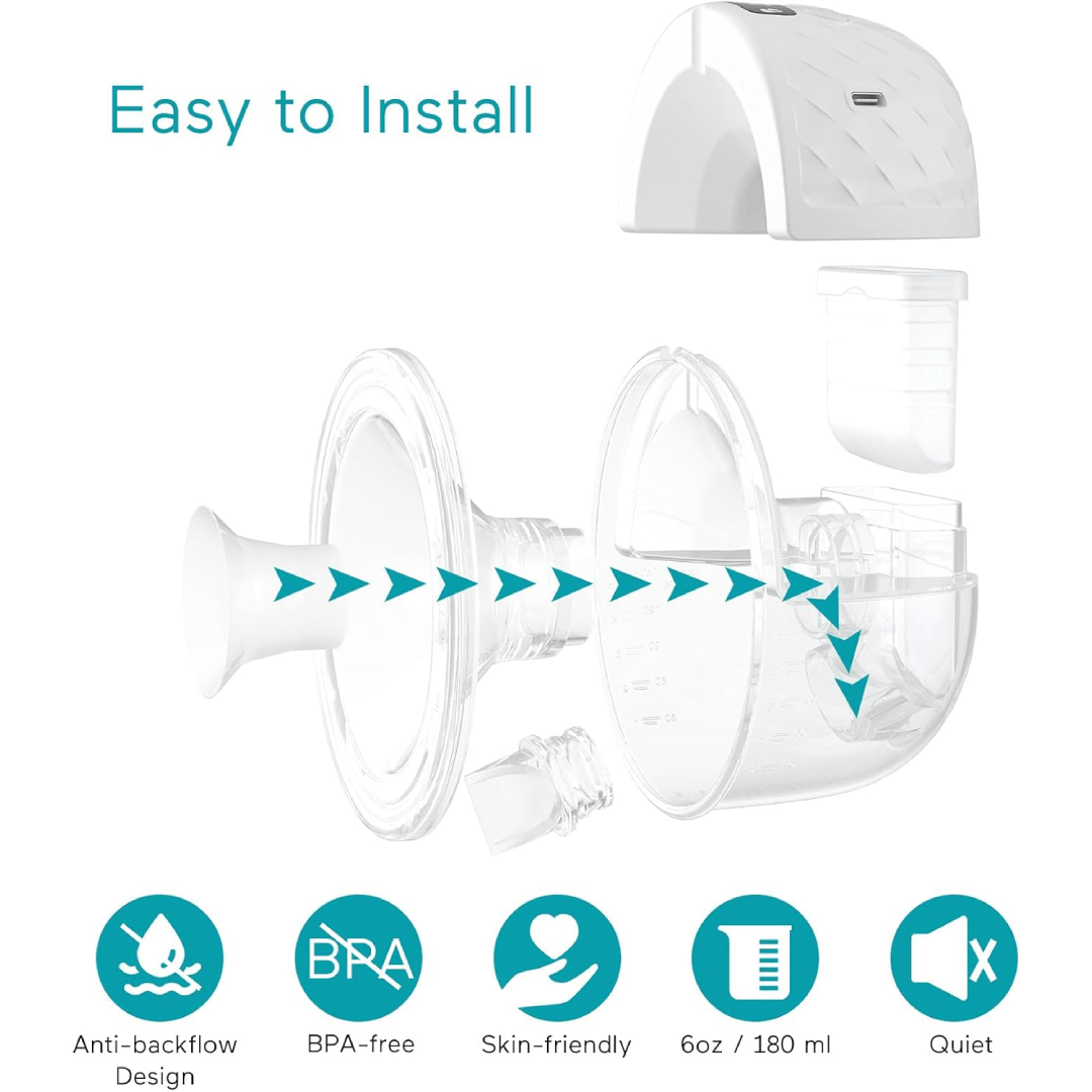 Paruu P10 Hands-Free Wearable Breast Pump 2 Pack (White)