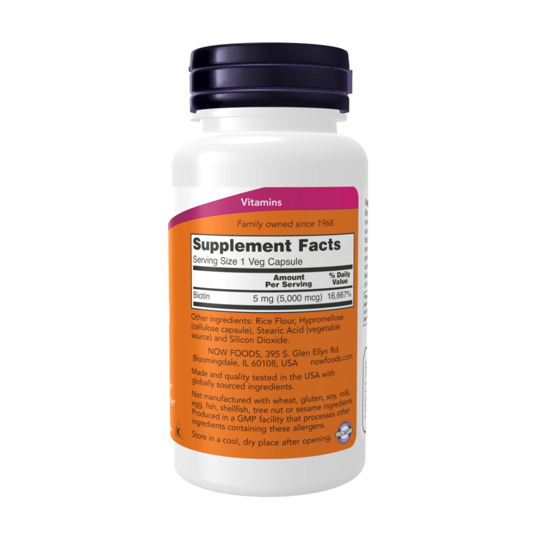 NOW Foods Biotin 5000 mcg Veg Capsules