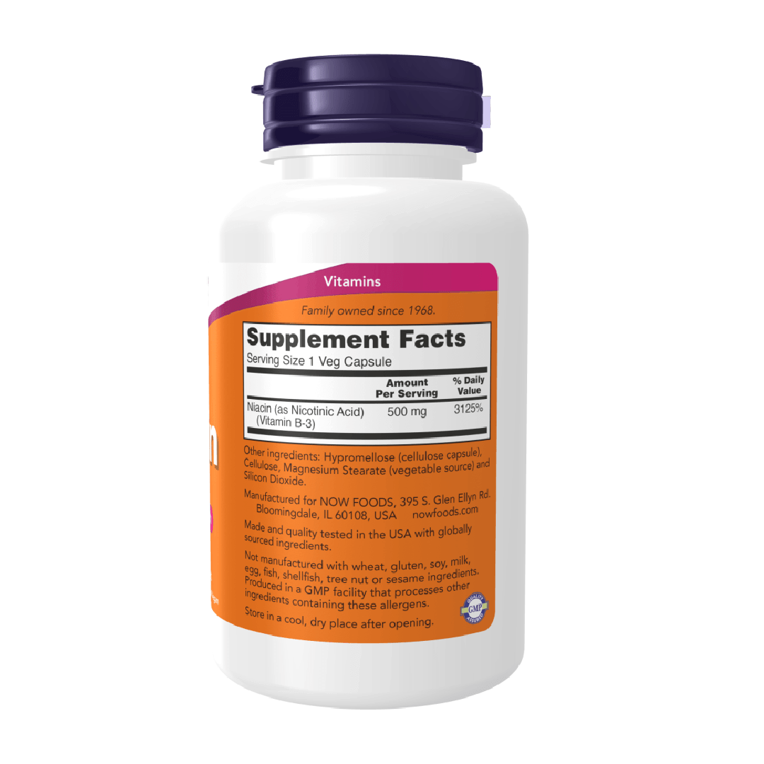 NOW Foods Niacin 500 mg – 100 Veg Capsules