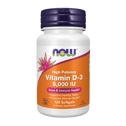 NOW Foods Vitamin D-3 125 mcg (5000 IU) – 120 Softgels