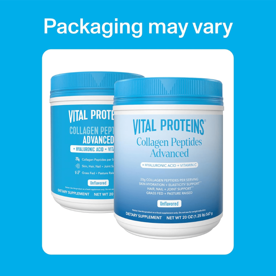 Vital Proteins Collagen Peptides Advanced Powder with Hyaluronic Acid &amp; Vitamin C (Unflavored) – 567g
