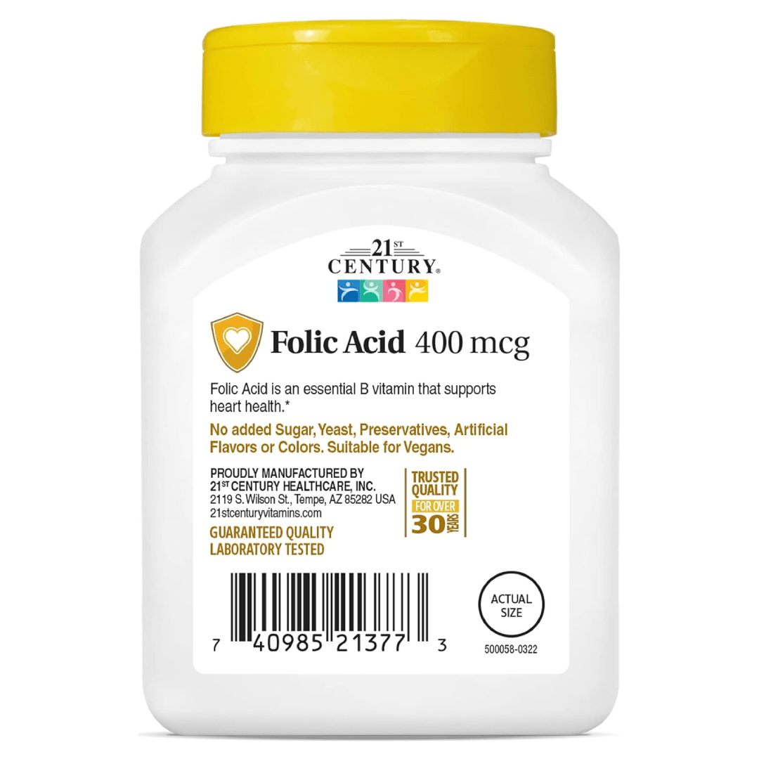 21st Century Folic Acid 400 mcg Tablets (250 Count)
