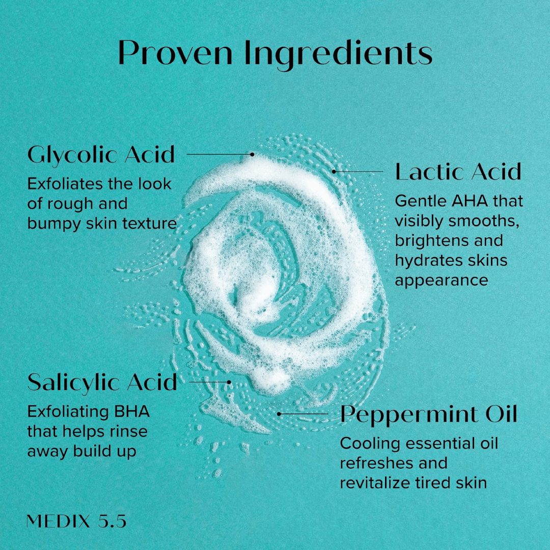Medix 5.5 Glycolic + Lactic Acid Body Wash 444ml