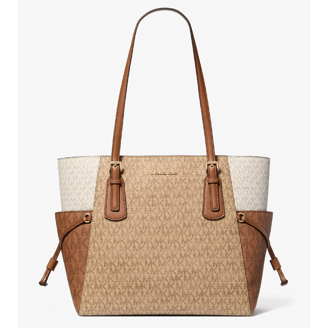 Michael Kors Voyager Large Color-Block Signature Logo Tote