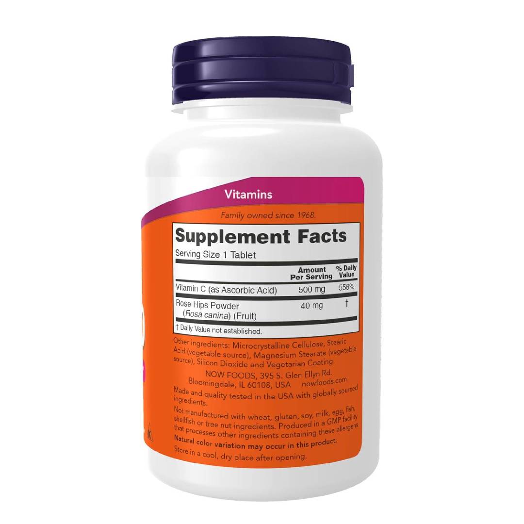 NOW Foods Vitamin C-500 with Rose Hips (250 Tablets)