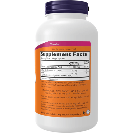 NOW Foods Vitamin C 1000mg with Bioflavonoids – 250 Veg Capsules