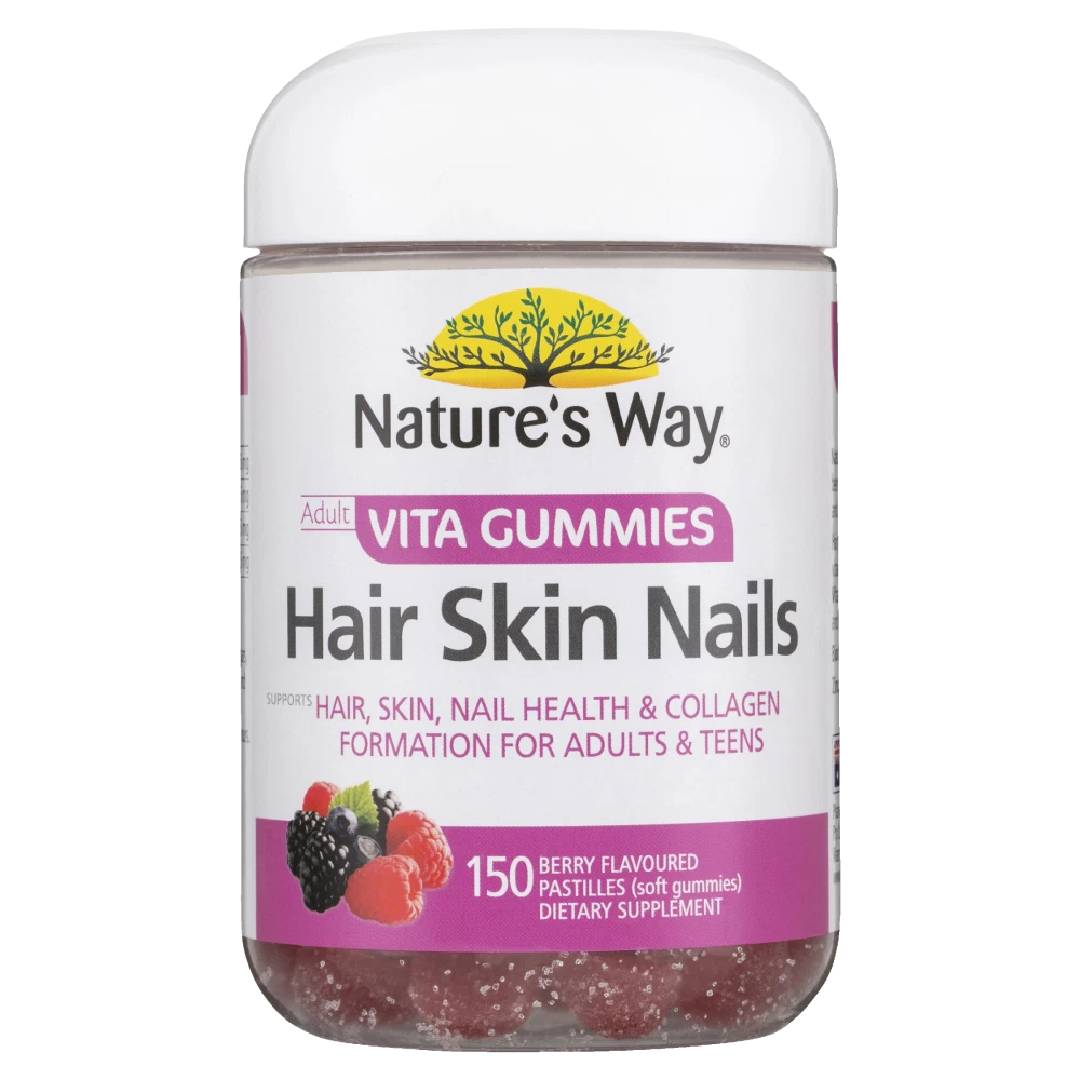 Nature’s Way Adult Vita Gummies Hair, Skin &  Nails – Berry Flavoured 150 Pastilles