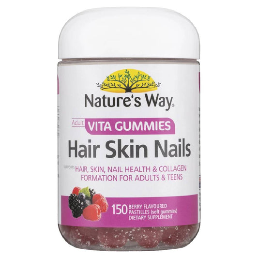 Nature’s Way Adult Vita Gummies Hair, Skin &  Nails – Berry Flavoured 150 Pastilles