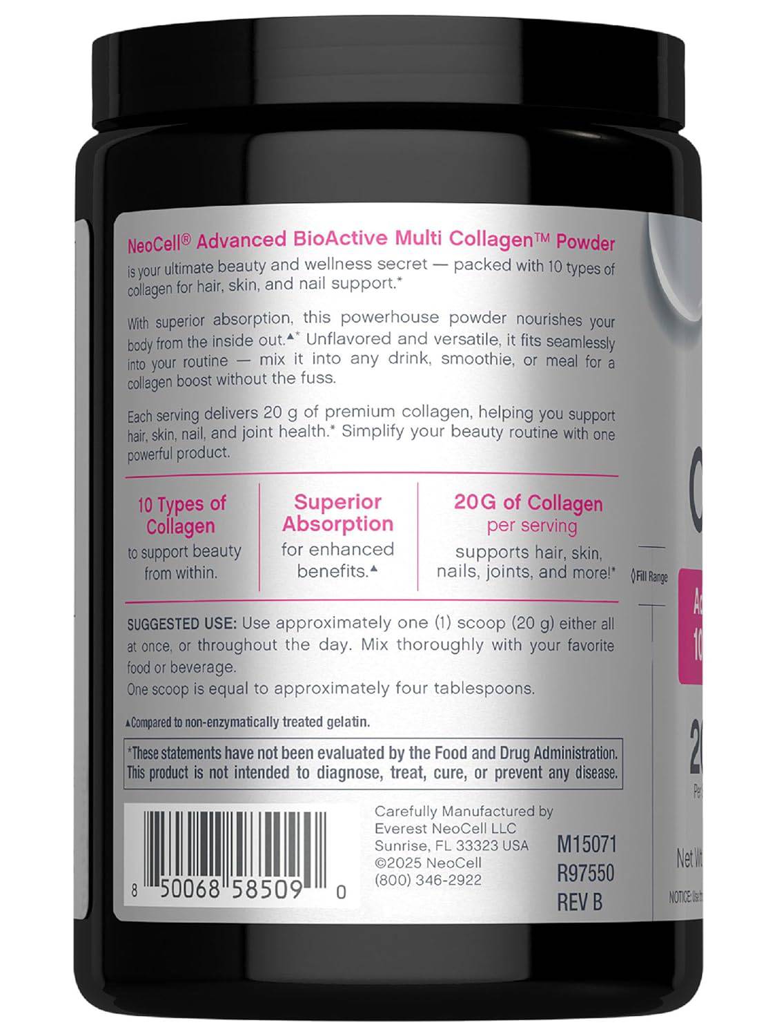 NeoCell Multi Collagen Advanced Beauty Series Unflavored Powder 255g
