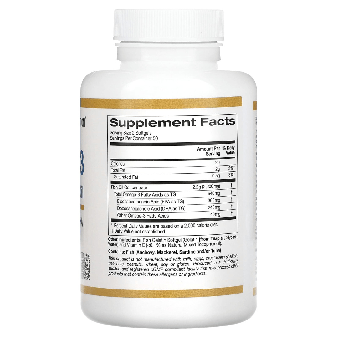 California Gold Nutrition Omega-3 Fish Oil (100 Softgels)