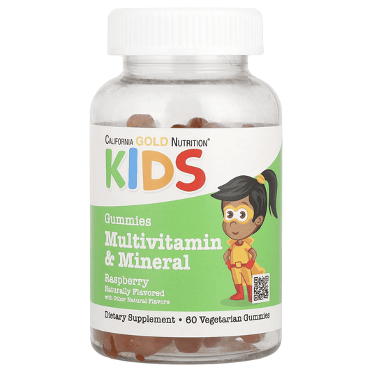 California Gold Nutrition Kids Multivitamin & Mineral Gummies – Raspberry (60 Gummies)