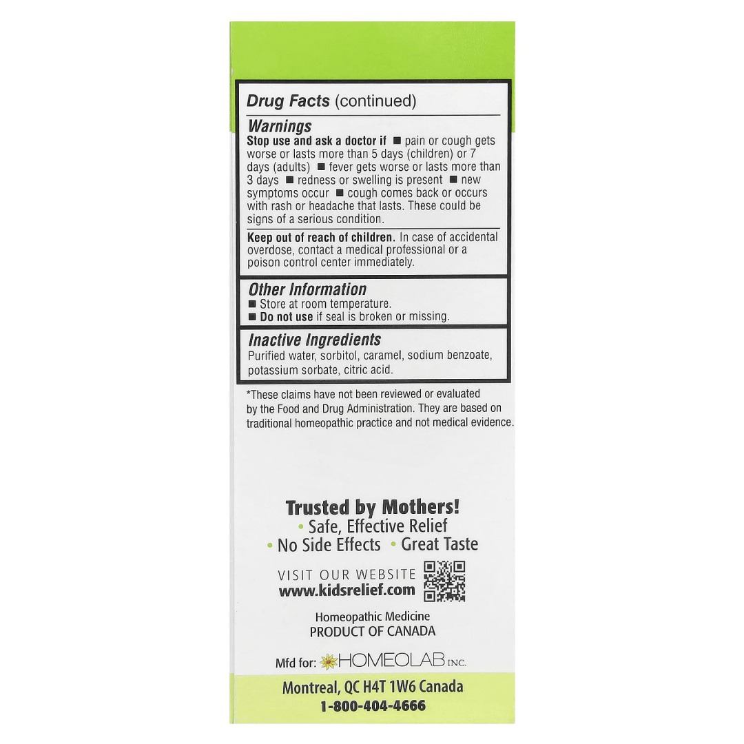 Homeolab USA Kids Relief Cough &amp; Cold Syrup (100ml)