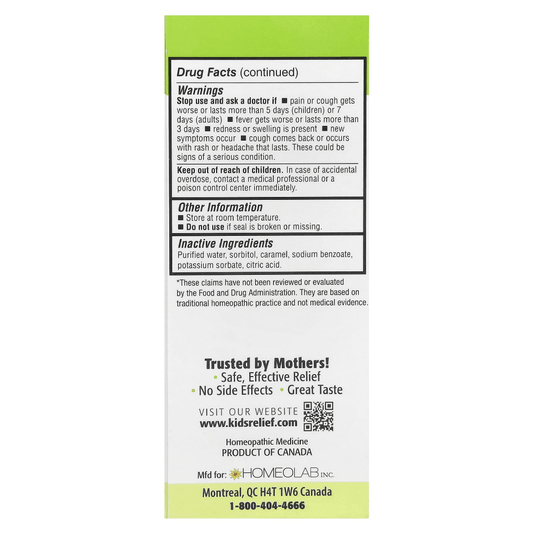 Homeolab USA Kids Relief Cough &amp; Cold Syrup (100ml)