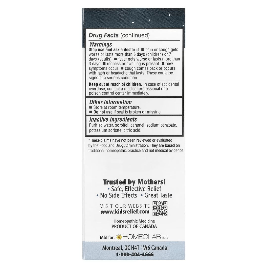 Homeolab USA Kids Relief Nighttime Cough & Cold Syrup (100ml)