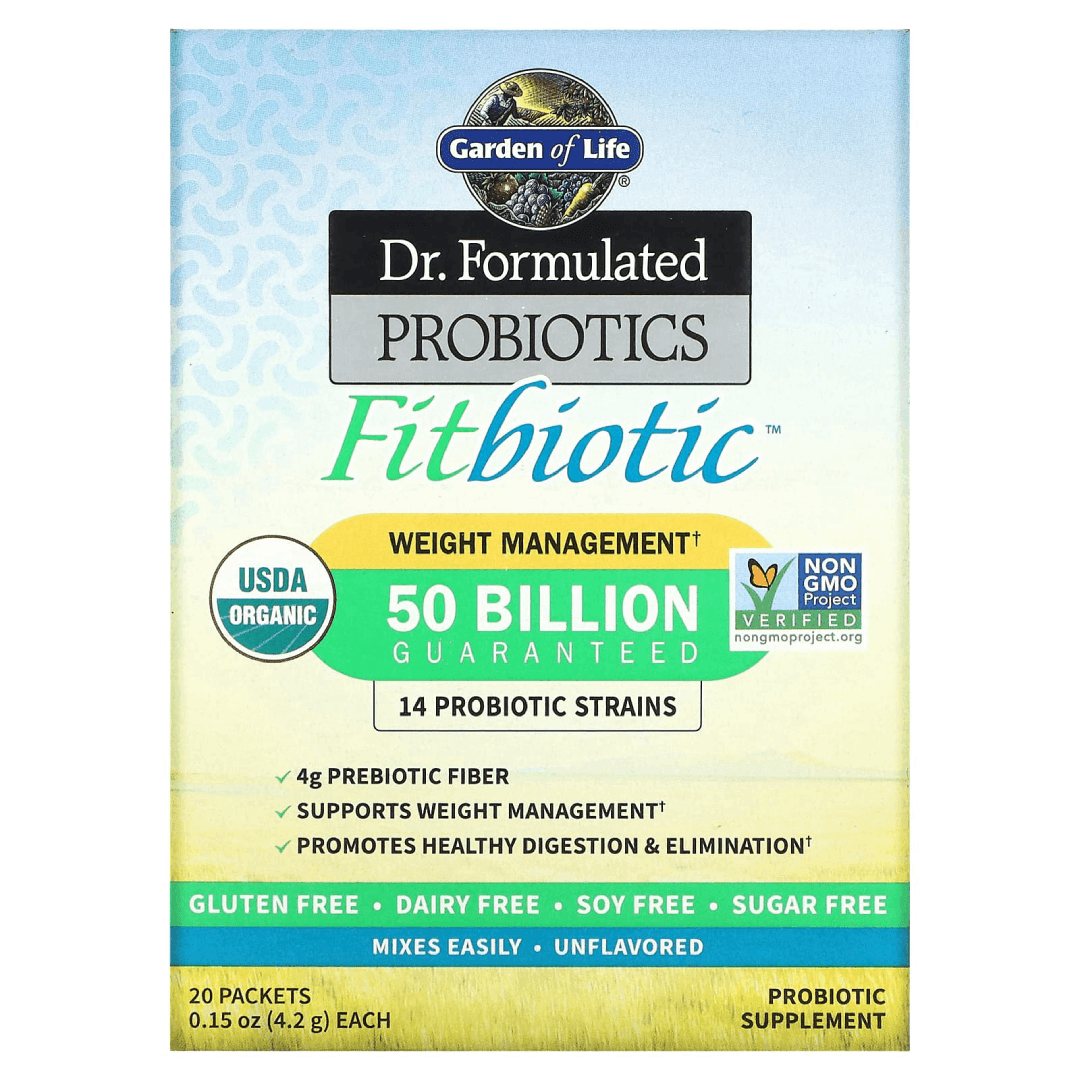 Garden of Life Dr. Formulated Probiotics Fitbiotic, Unflavored, 20 Packets