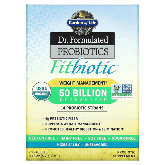 Garden of Life Dr. Formulated Probiotics Fitbiotic, Unflavored, 20 Packets