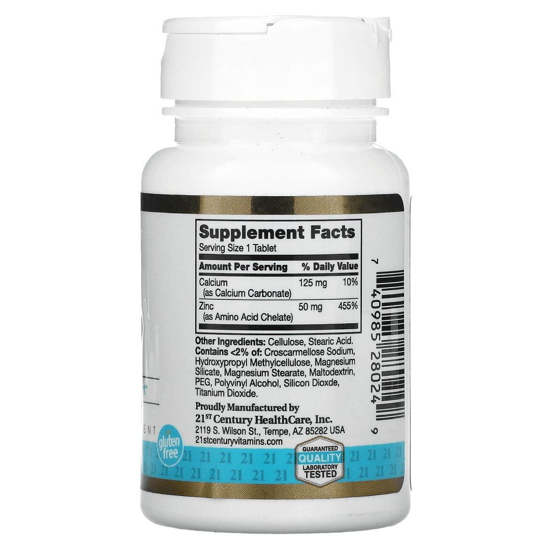 21st Century Chelated Zinc 50mg – 60 Tablets