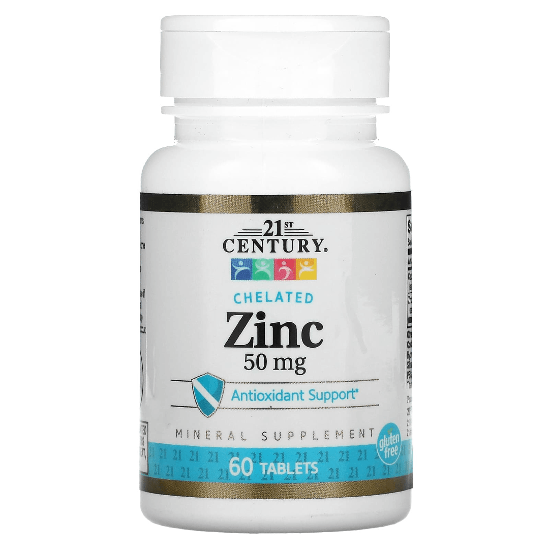21st Century Chelated Zinc 50mg – 60 Tablets