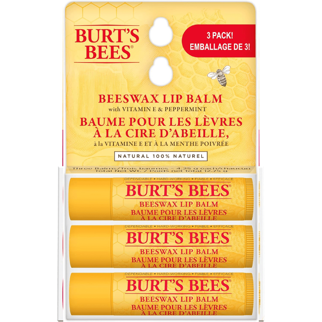 (Discounted Product) Burt's Bees Moisturizing Lip Balm - Original Beeswax with Vitamin E &amp; Peppermint Oil (3 Tubes, Value Pack)