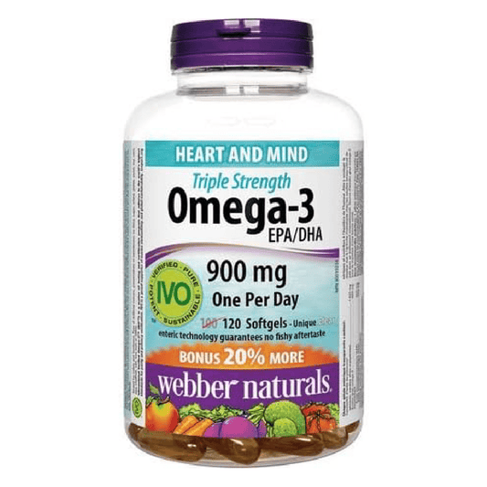 Webber Naturals Triple Strength Omega-3 900mg (EPA/DHA) – 120 Softgels