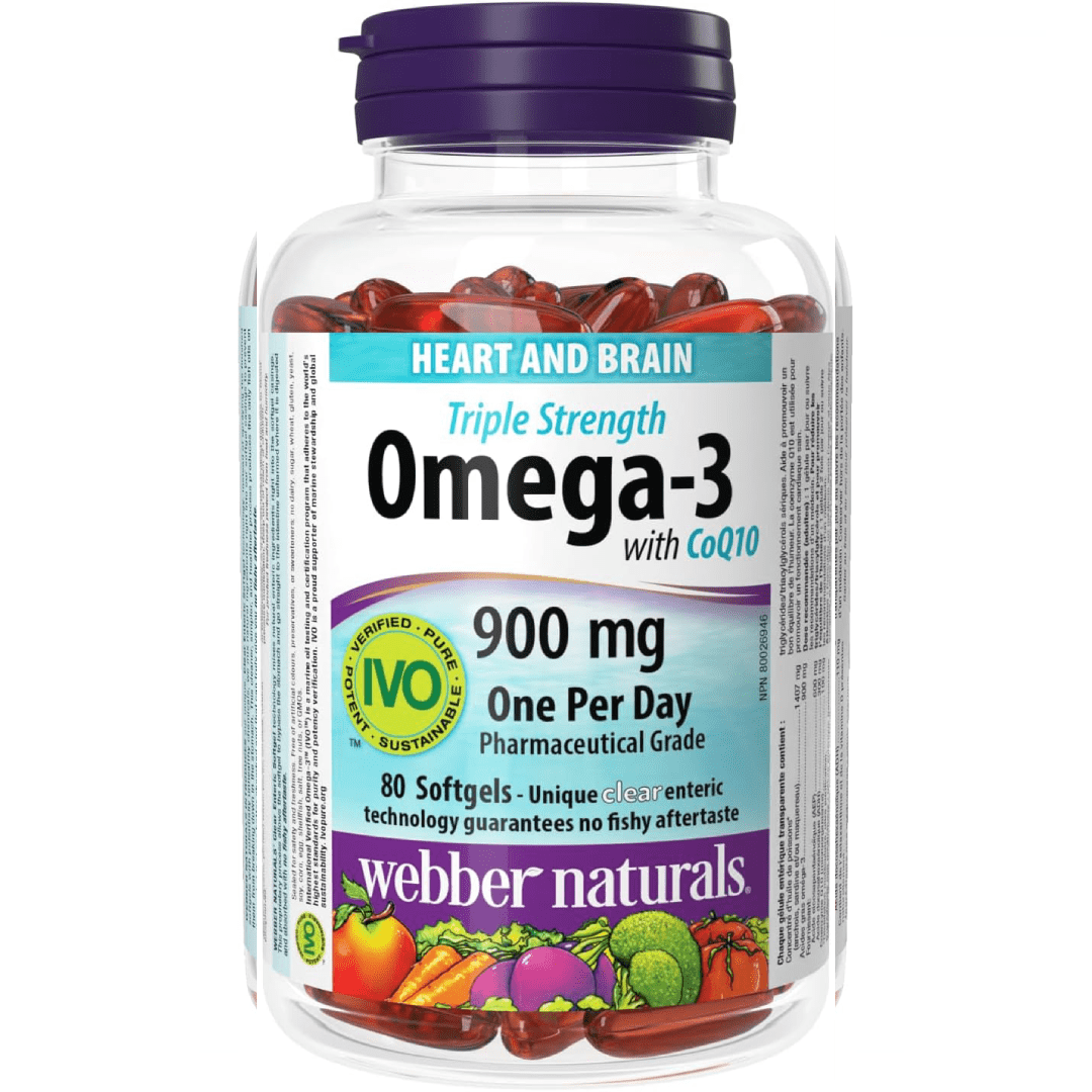 Webber Naturals Triple Strength Omega-3 with CoQ10 – 80 Enteric Capsules