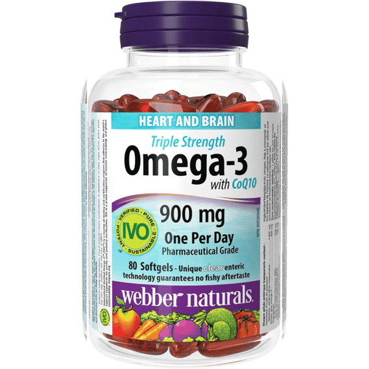 Webber Naturals Triple Strength Omega-3 with CoQ10 – 80 Enteric Capsules
