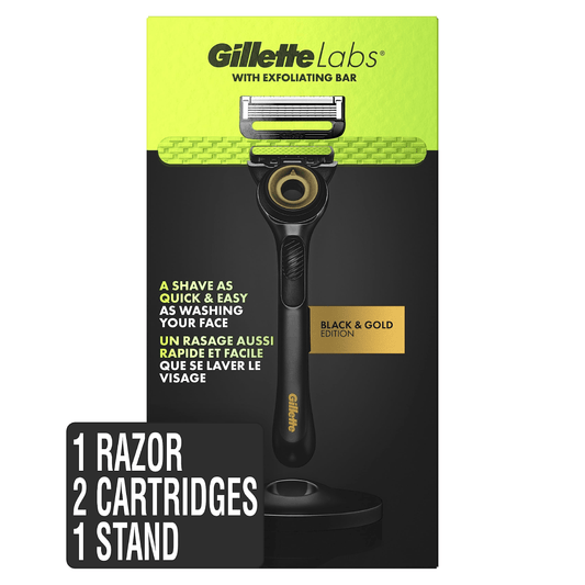Gillette Labs Razor with Exfoliating Bar – Black &amp; Gold