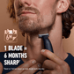 King C. Gillette Men's All-in-One Styler Cordless Stubble Trimmer with 4D Blade and 3 Interchangeable Combs, Waterproof, Beard Trimmer, Beard Care, One Blade Lasts 6 Months