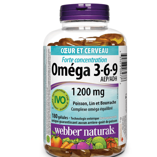Webber Naturals Omega 3-6-9 High Potency 1200 mg (180 Softgels)