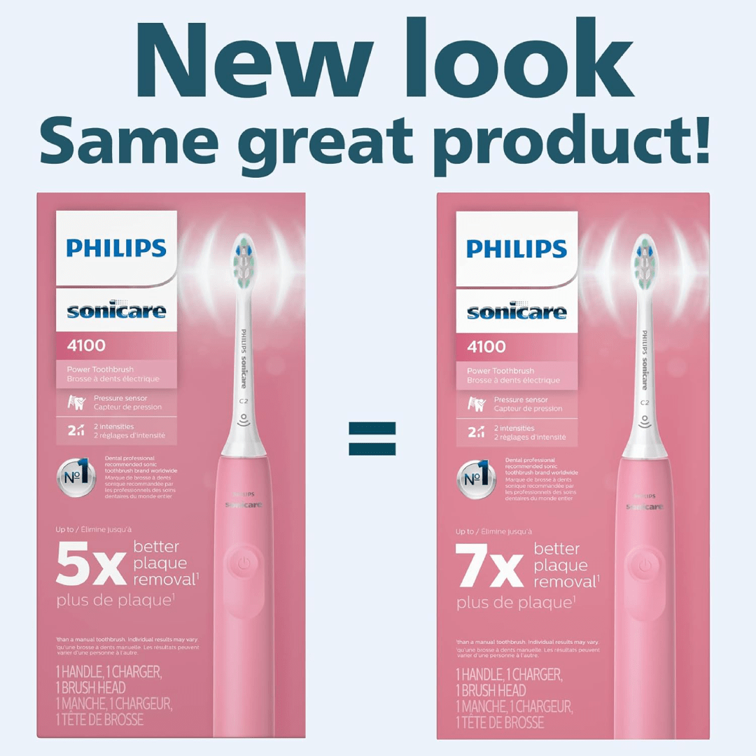 Philips Sonicare 4100 Rechargeable Electric Toothbrush, with Pressure Sensor, 2 Intensity Settings, SmarTimer and QuadPacer