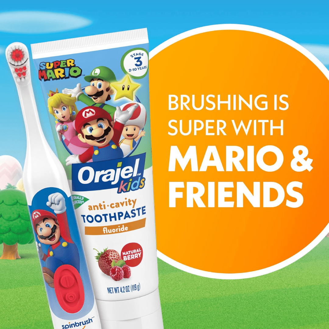 Spinbrush Super Mario Kids Electric Battery Toothbrush