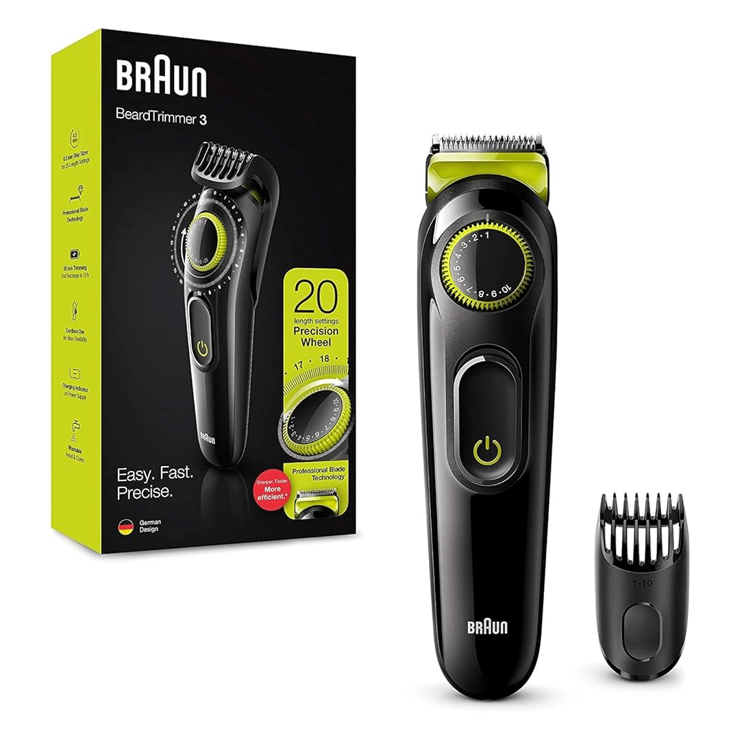 Braun Beard Trimmer Bt3221 Men Beard Trimmer and Hair Clipper, 20 Length Settings