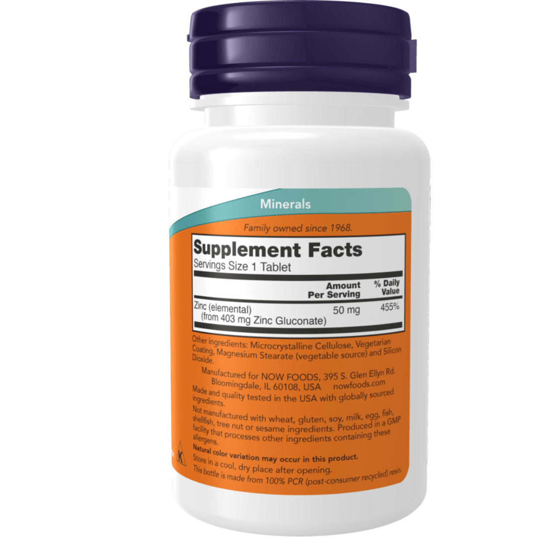 NOW Foods Zinc 50 mg – 250 Tablets