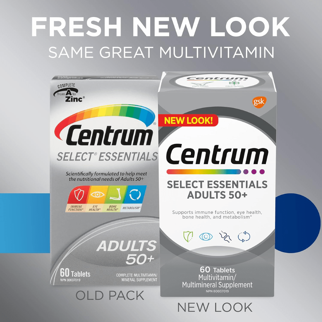 (Discounted Product ) Centrum Select Essentials 50+ Multivitamin and Multimineral Supplement, 60 Count (Packaging May Vary)