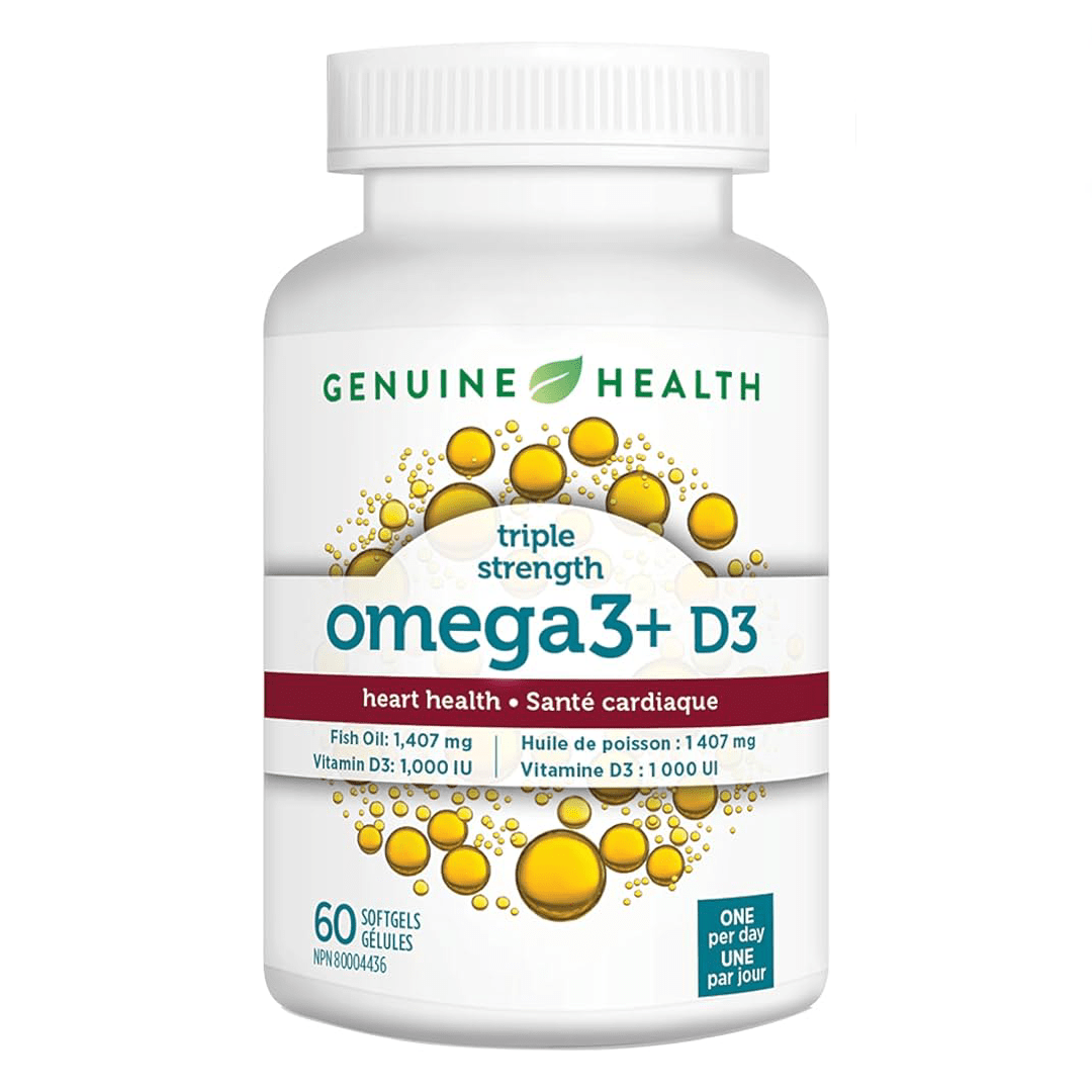 Genuine Health Omega3+ Triple-Strength + D3, 60 softgels