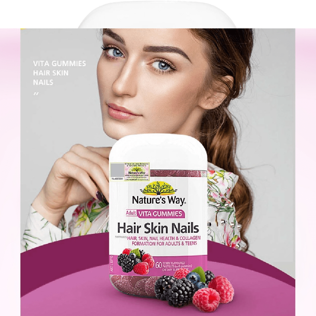Nature’s Way Hair, Skin &amp; Nails Gummies – 60 Gummies