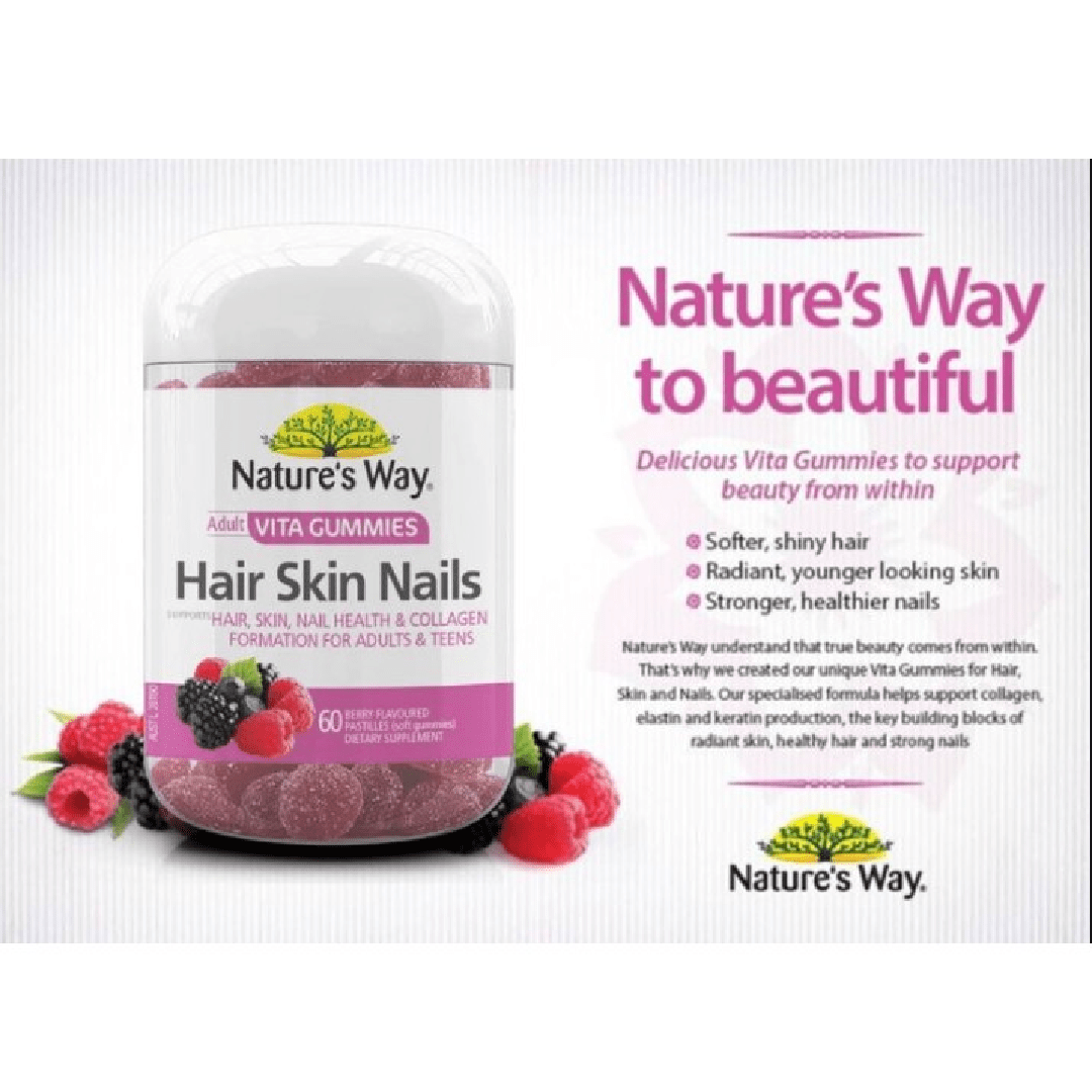 Nature’s Way Hair, Skin &amp; Nails Gummies – 60 Gummies