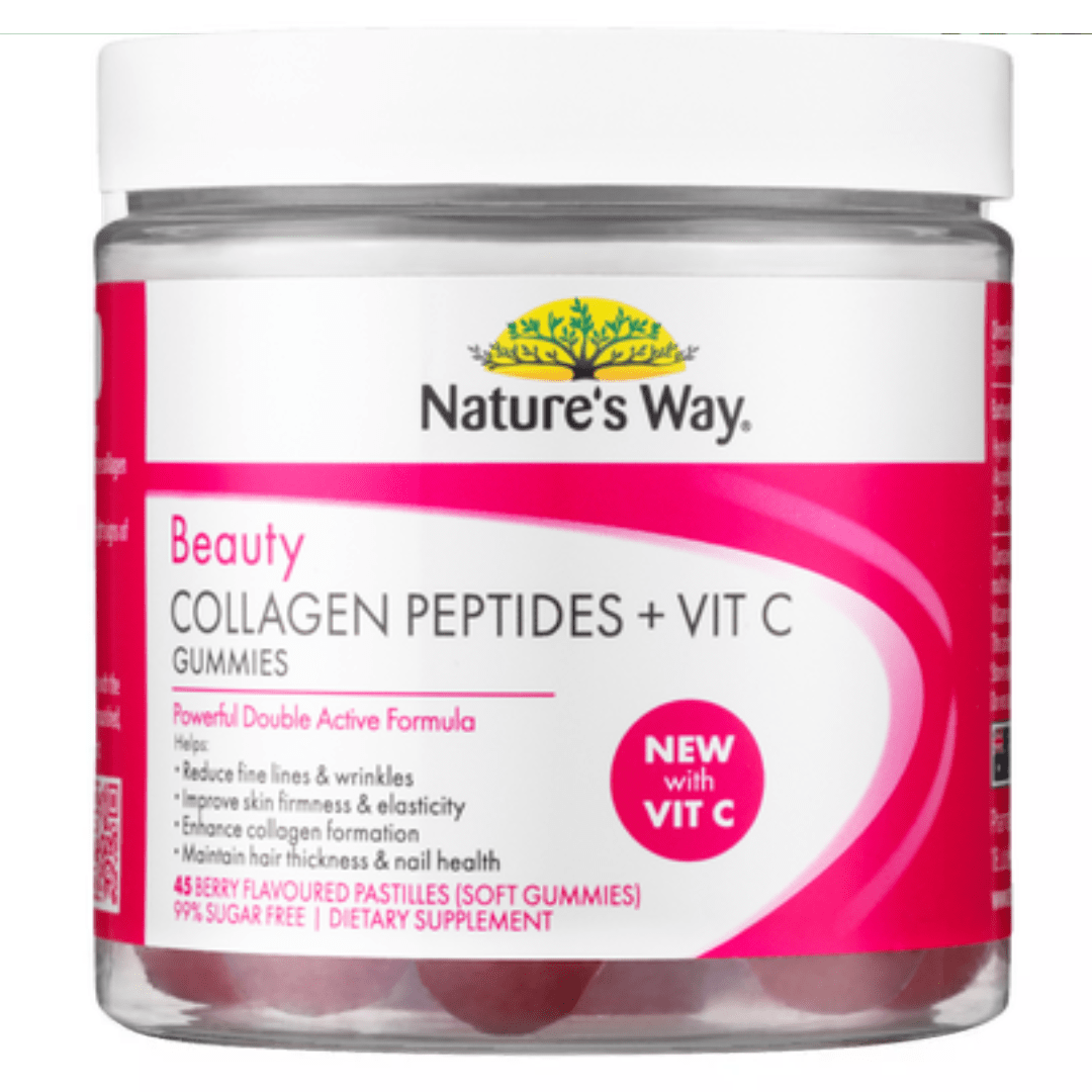 Nature’s Way Beauty Collagen Peptides + Vitamin C Gummies (45 Berry Flavour)
