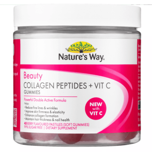 Nature’s Way Beauty Collagen Peptides + Vitamin C Gummies (45 Berry Flavour)