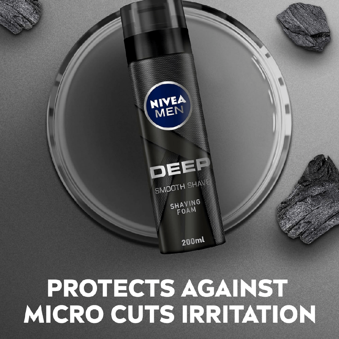 NIVEA Men Deep Shaving Foam – Black Carbon (200ml)