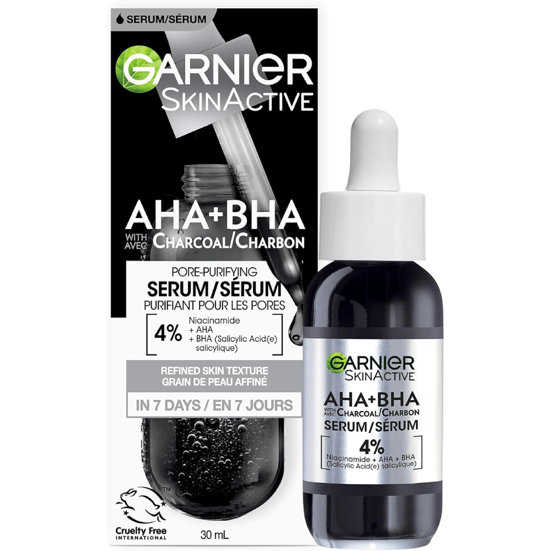 Garnier Charcoal Serum with 4% AHA + Salicylic Acid + Niacinamide – 30ml