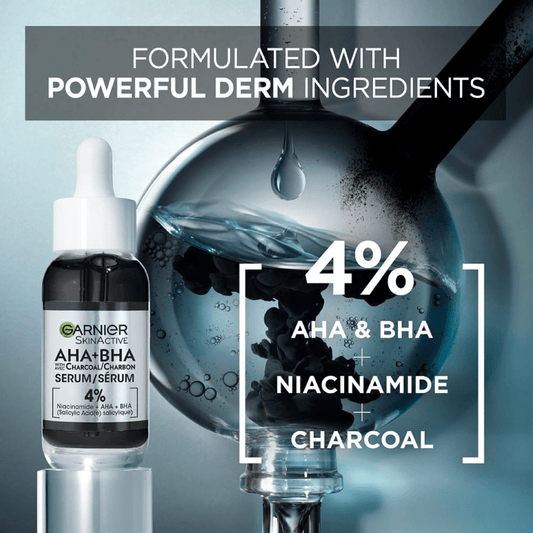Garnier Charcoal Serum with 4% AHA + Salicylic Acid + Niacinamide – 30ml