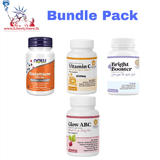 Bundle Pack Now Foods Glutathione (30 Capsules) , Ceylon Science Vitamin C (60 Capsules) , Bright Booster (60 Capsules) &amp; Glow ABC (60 Capsules)